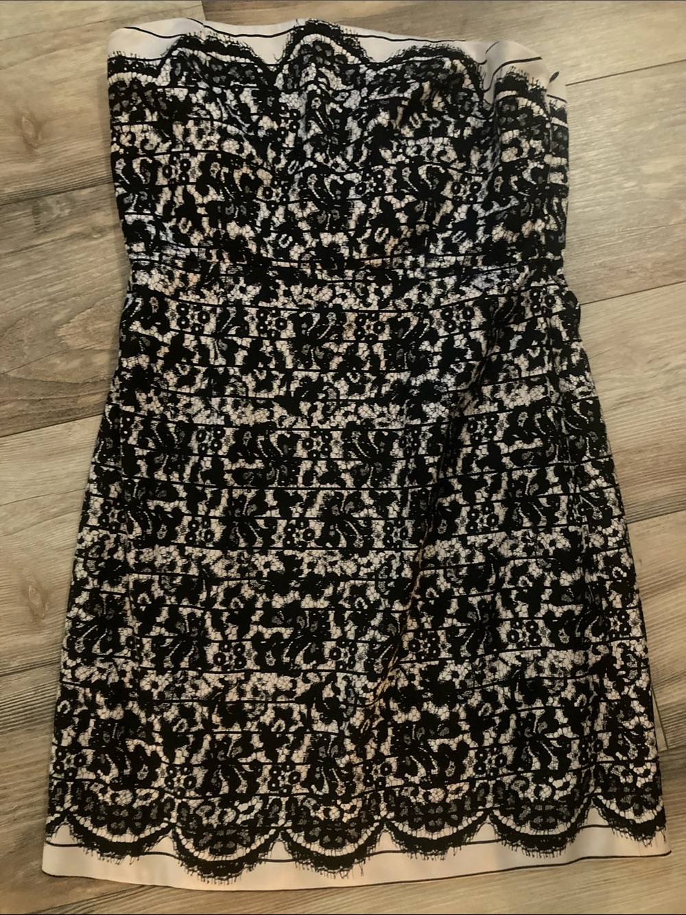 Tibi NY Strapless Black & White Lacy Detail Cocktail Dress NWT Women’s Size 10